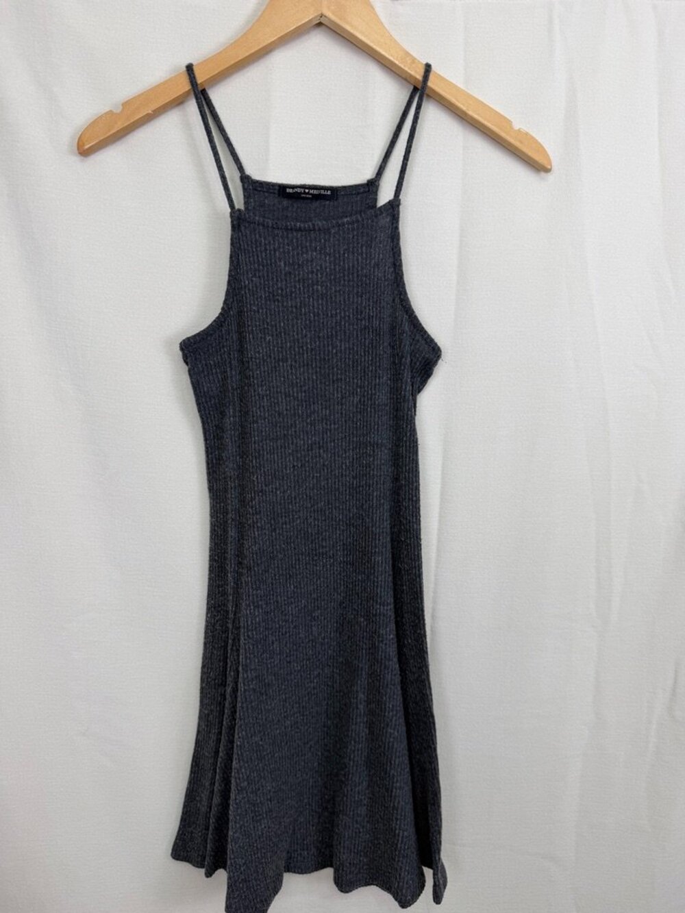 Brandy Melville Charcoal‎ Grey Aisley High Neck Ribbed Dress